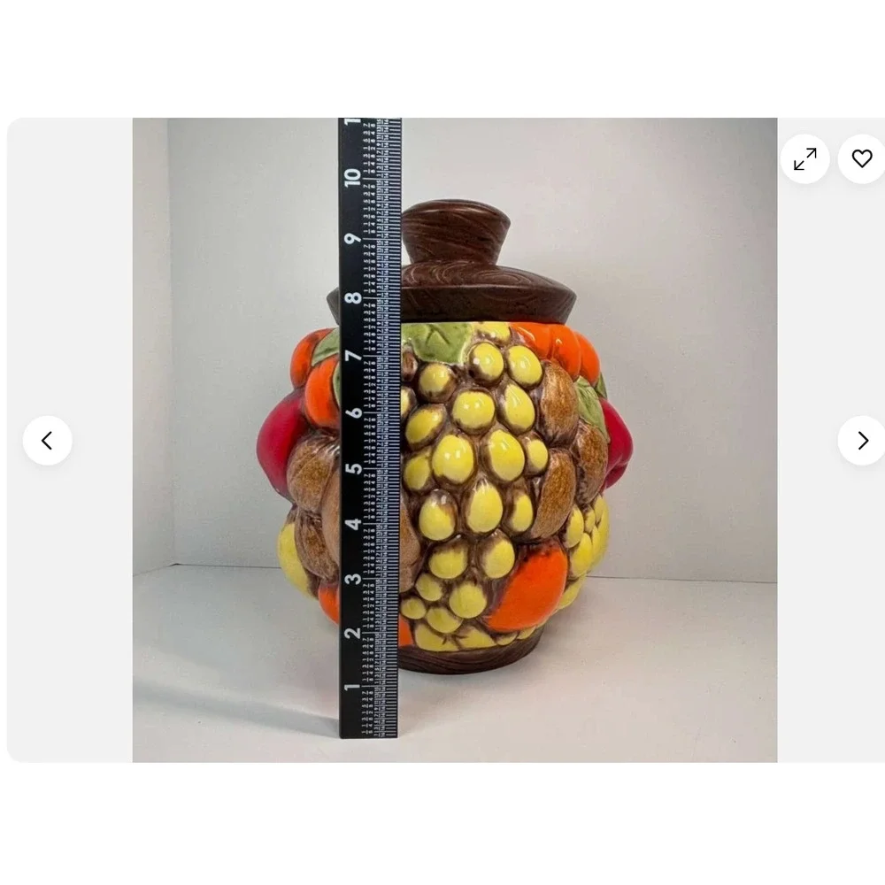 Four Jamar Mallory Ceramic Fruit Cornucopia Canister Cookie Jars Vintage MCM USA